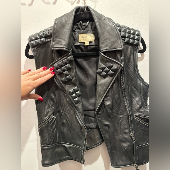 Elizabeth and James Genuine Leather Vest Stud Biker